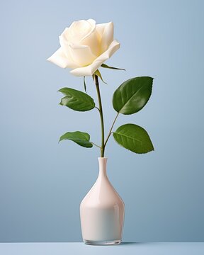 Photo of white rose in a minimalist vase