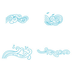 Fototapeta na wymiar Traditional Chinese Wave With Simple Design Pattern. Isolated Vector Icon Set.
