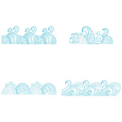 Traditional Chinese Wave With Simple Design Pattern. Isolated Vector Icon Set.