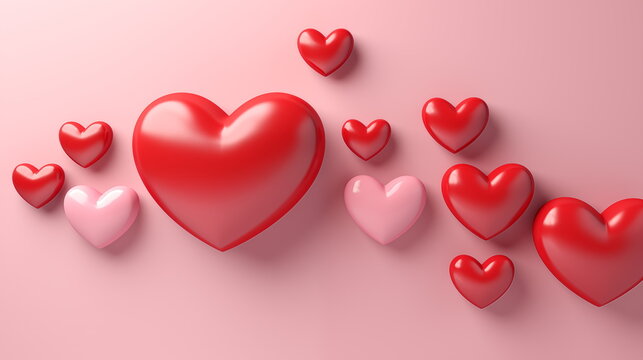3d shiny heart shape, pastel, Valentine's Day concept. heart background. Generated AI.
