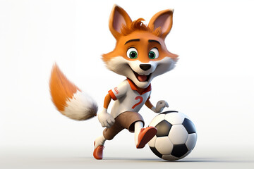 Obraz premium the fox playing soccer illustration. character vector 3d