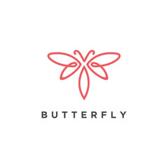 Butterfly Wings minimalist elegant logo design with line art modern simple style.