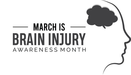 Brain Injury awareness month is observed every year in March. Holiday, poster, card and background vector illustration design.