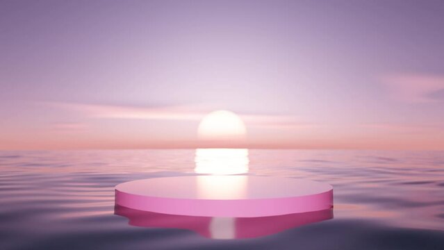 4K Footage of Closed up podium to display product on ocean wave view and blue sky	