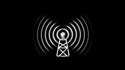 Signal antenna tower icon with wave technology tower graphic illustration background.