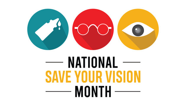 National Save your vision month is observed every year in March. Holiday, poster, card and background vector illustration design.