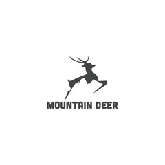 Mountain deer logo, illustration elk, barasingha symbol, chital sign, Cervinae vector, reindeer design for a company, outdoor team.