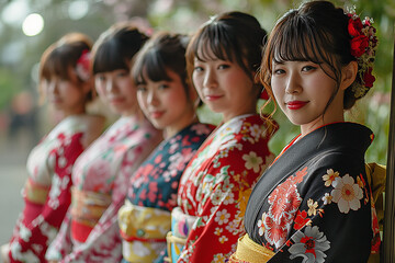 成人式で振り袖を着る女性