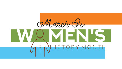 Women's History month is observed every year in March. Holiday, poster, card and background vector illustration design.