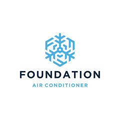 Initial Letter F Hexagon Patterned Air Conditioning For Logo Design Inspiration Brand Business Template.