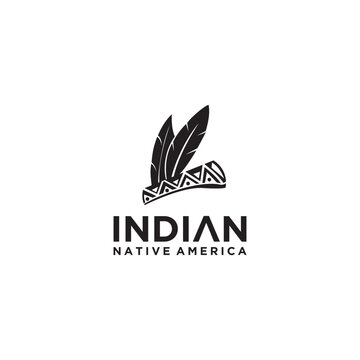 Indian logo design, illustration native American, United States symbol vector for company.