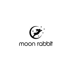 Moon rabbit logo illustration vector, bunny symbol, hare icon