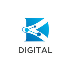 Letter D Digital logo design, illustration letter D symbol.