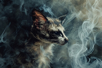 smoke style painting illustration like a civet - obrazy, fototapety, plakaty