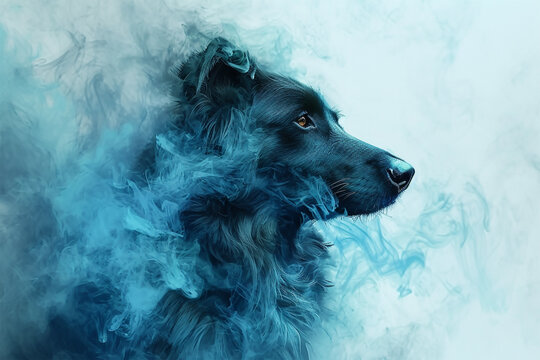 illustration of a painting like a dog in smoke style