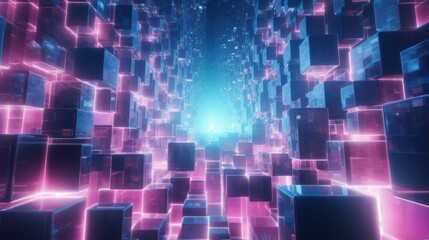 Cyberspace ambiance backdrop in cube form with cyberpunk flair