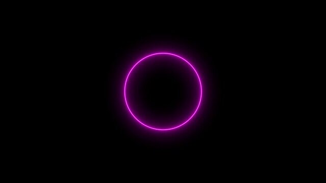 Abstract purple neon circle loading animation. Black background 4k video.	