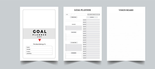 Goal Planner, Goals Tracker with cover page layout design template