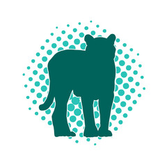 Silhouette of a wild forest big cat animal walking pose isolated on white background.