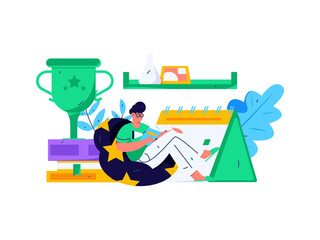 Education and learning people flat vector concept hand drawn illustration
