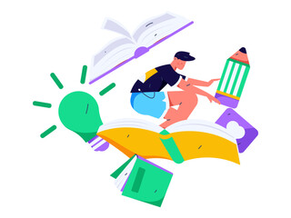 Education and learning people flat vector concept hand drawn illustration
