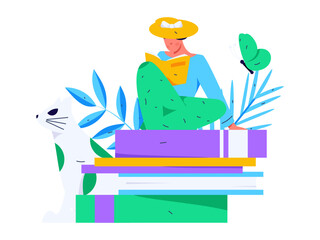 Education and learning people flat vector concept hand drawn illustration
