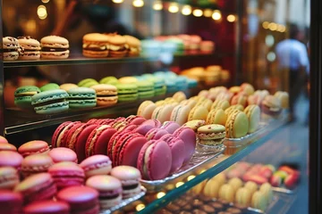 Fotobehang A patisserie window filled with colorful macarons © Naturalis