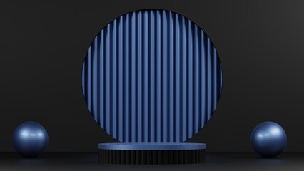 minimal podium or pedestal display with elegant steel blue color, modern abstract background mockup.