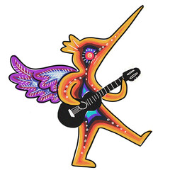 wixarika huichol animales colibri peyote tocando la guitarra y caminando mexico jalisco  fondo transparente PNG © serena