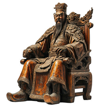Old Chinese King sit on Throne