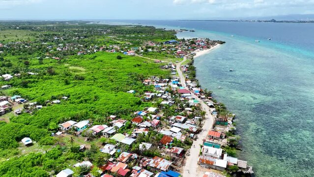 Aerial shot of the small Olango Island just off the coast of Cebu City Philippines.