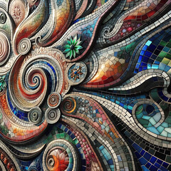 vibrant colored hybrid mosaics ai generated