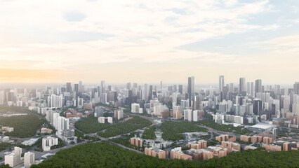 Obraz premium Modern metropolis, city skyline, urban architecture