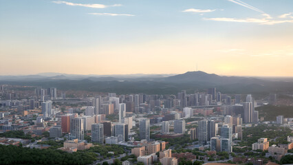 Obraz premium Modern metropolis, city skyline, urban architecture