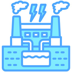 Geothermal blue color icon, related to renewable energy, green energy. use for web, digital and app development