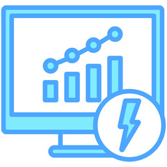 Energy Monitoring blue color icon, related to renewable energy, green energy. use for web, digital and app development