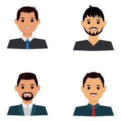 Business Man Avatar Icon Collection. With Different Clothes Design. Vector Illustration. 