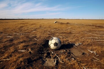 Football on vacant field. Generative AI