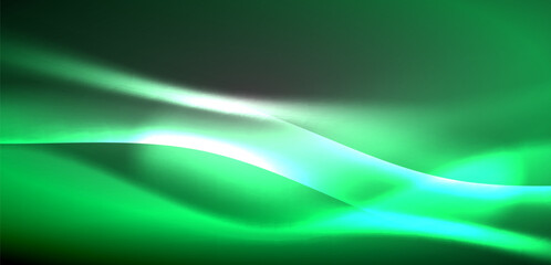 Obraz premium Neon-lit waves surge across background, mesmerizing dance of luminescence and motion. Dynamic backdrop captures essence of energy and modern aesthetics