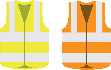 Safety jacket security icon. Life vest yellow visibility fluorescent work jacket