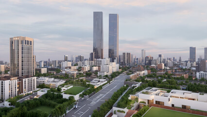 Obraz premium Modern metropolis, city skyline, urban architecture