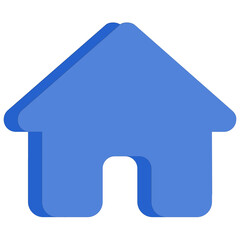 Blue House icon with a 3D appearance