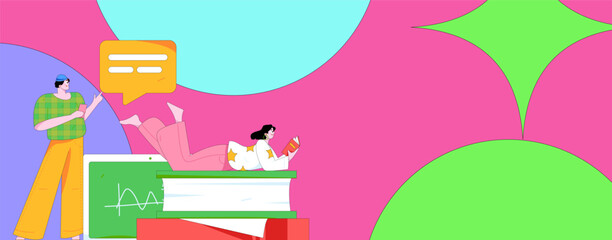 Education and learning people flat vector concept hand drawn illustration
