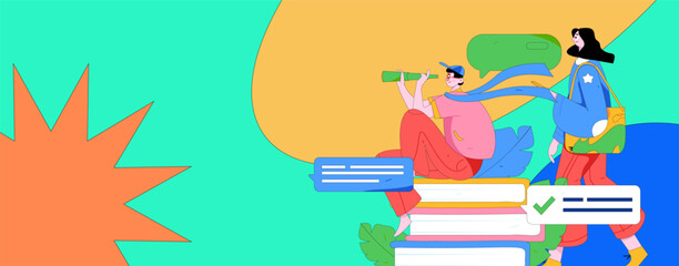 Education and learning people flat vector concept hand drawn illustration
