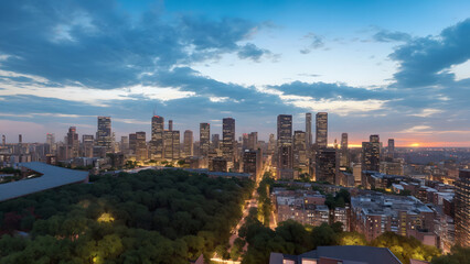 Obraz premium Modern metropolis, city skyline, urban architecture