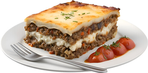 Image of a delicious-looking Moussaka, one of the most popular Greek dishes. 