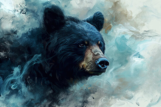 illustration of a painting like a bear in smoke style