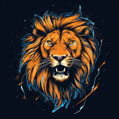 Fototapeta premium lion shooting lightning from its eyes, simple vector style, bright color, high resolution, Generation AI