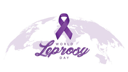 World leprosy day. Vector illustration of purple ribbon. Suitable for banners, web, social media, greeting cards etc