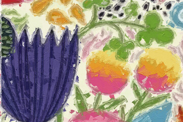 Oil painting and various flowers, chrysanthemums, animals, hedgehogs, mushrooms, beautiful wedding illustrations